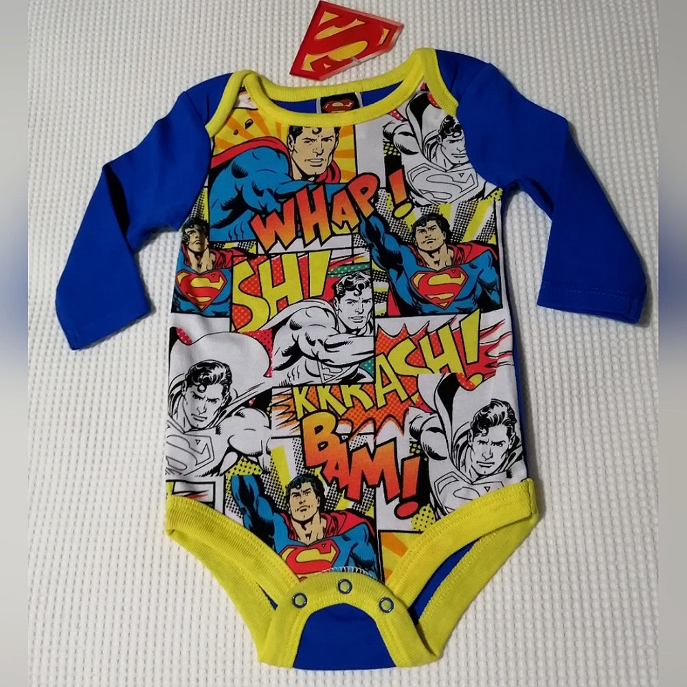 🔥SALE🔥 Superman DC Comics Baby Boy's Onesie NWT Sizes 0-3M, 12-18M, 18-24M